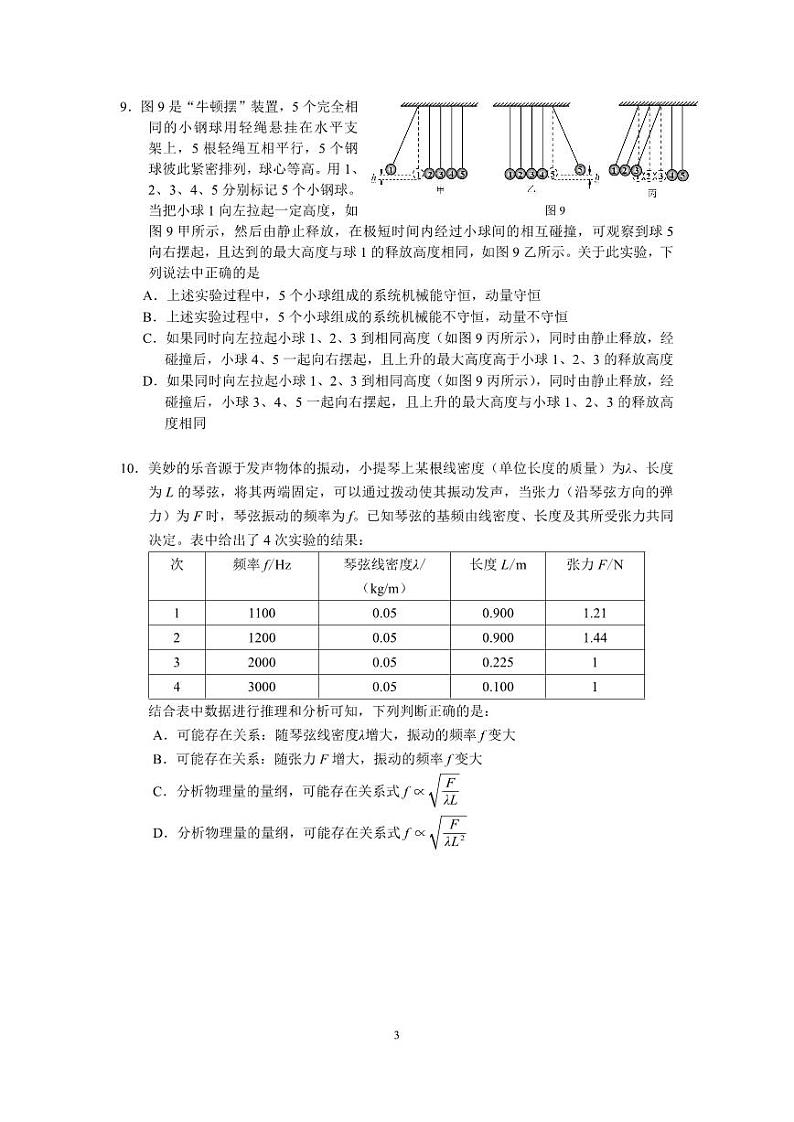 2021年海淀区高三上学期物理期中练习试卷及答案103