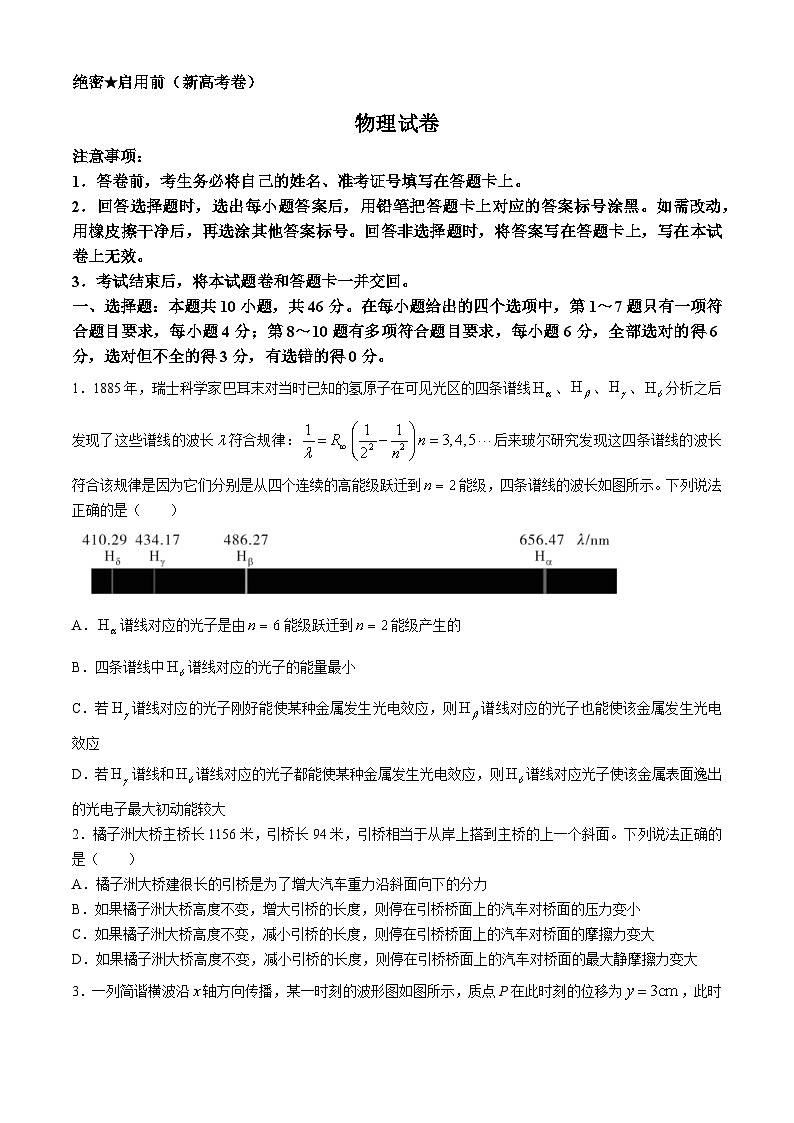 2024届湖北省名校教研联盟高三下学期4月联考物理试题试题第1页
