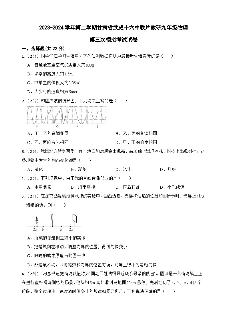 2024年甘肃省武威市凉州区武威十六中教研联片三模物理试题01
