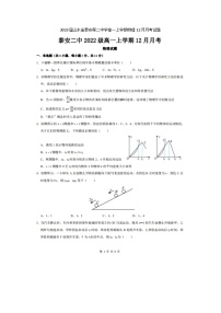 2023届山东省泰安第二中学高一上学期物理12月月考试题