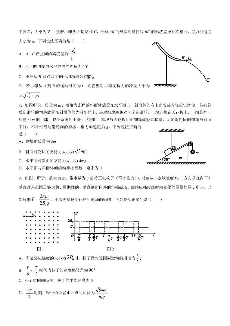 2024届湖北省T8联盟普通高中高三下学期学业水平选择性考试压轴物理试卷(一)第3页