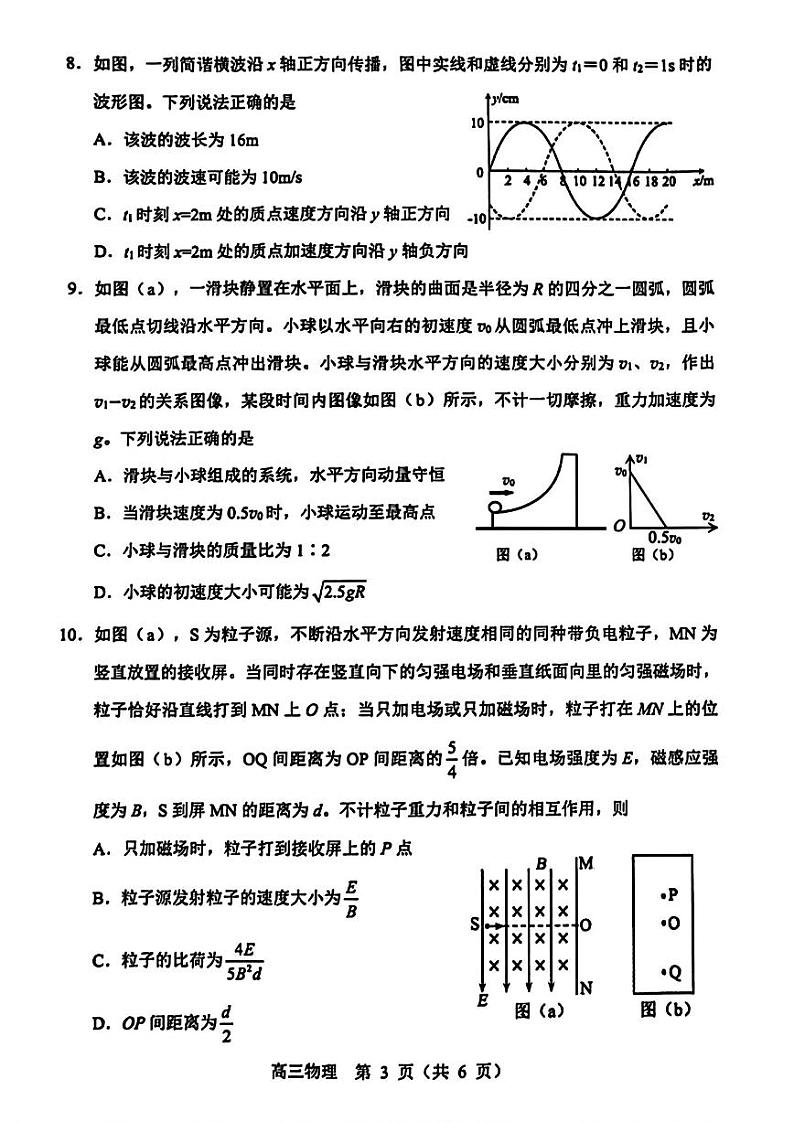 东北三省四市联考暨沈阳市2024届高三下学期4月质量检测(二)物理试题03