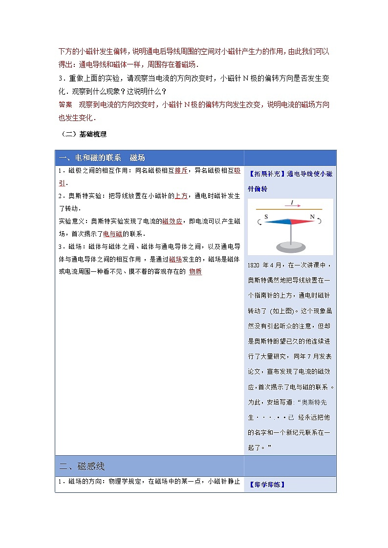 人教版高中物理(必修三)同步讲义+练习13.1磁场 磁感线(含解析)第2页