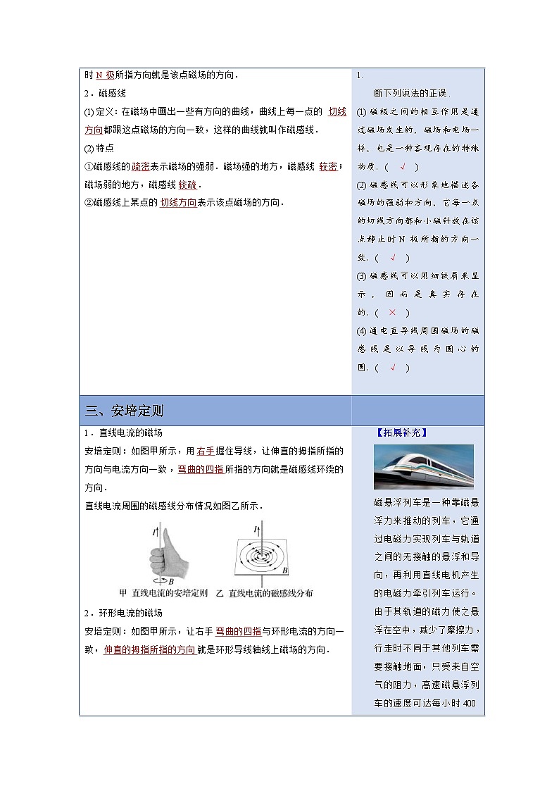 人教版高中物理(必修三)同步讲义+练习13.1磁场 磁感线(含解析)第3页