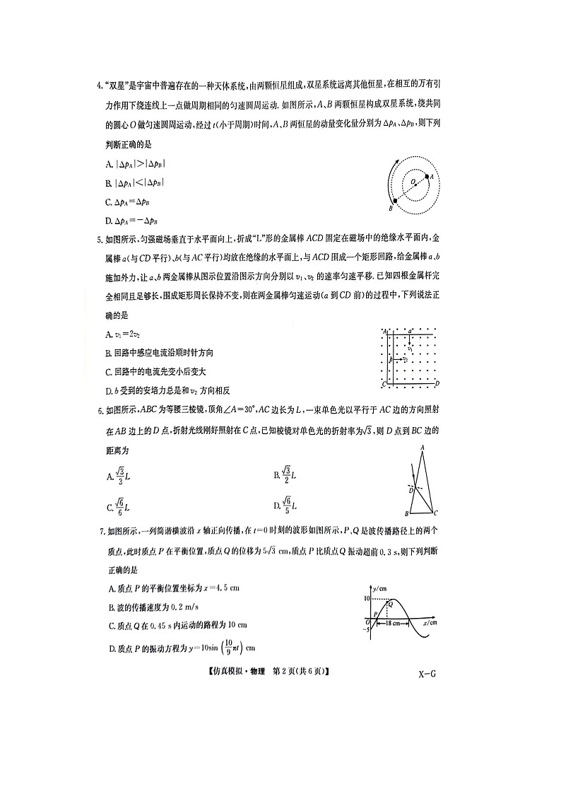 2024年江西省部分重点中学高三下学期第二次联考物理试题第2页