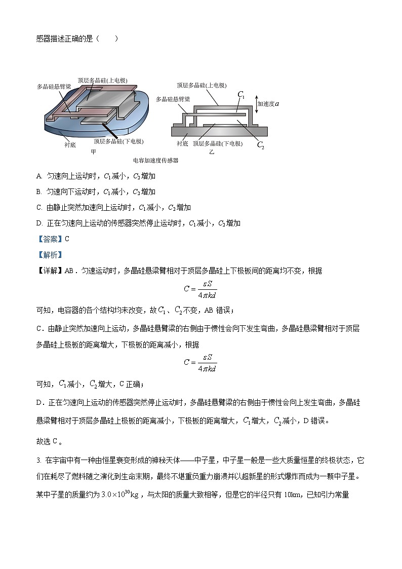2024届青海省西宁市高三下学期一模理综试卷-高中物理(解析版)第2页
