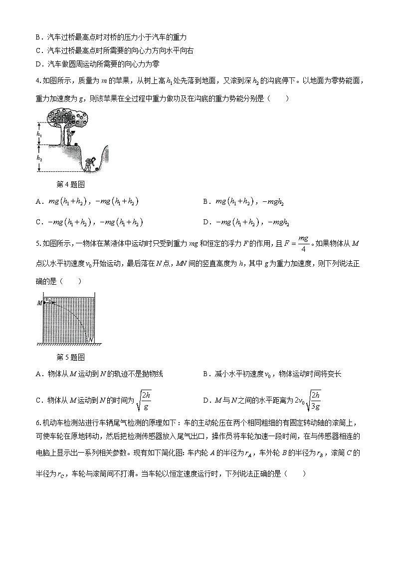 辽宁省沈阳市联合体2023-2024学年高一下学期期中检测物理试题(无答案)02