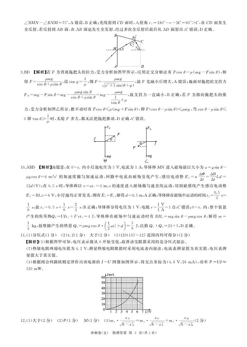 黑龙江2024届高三冲刺卷(五)物理答案第2页