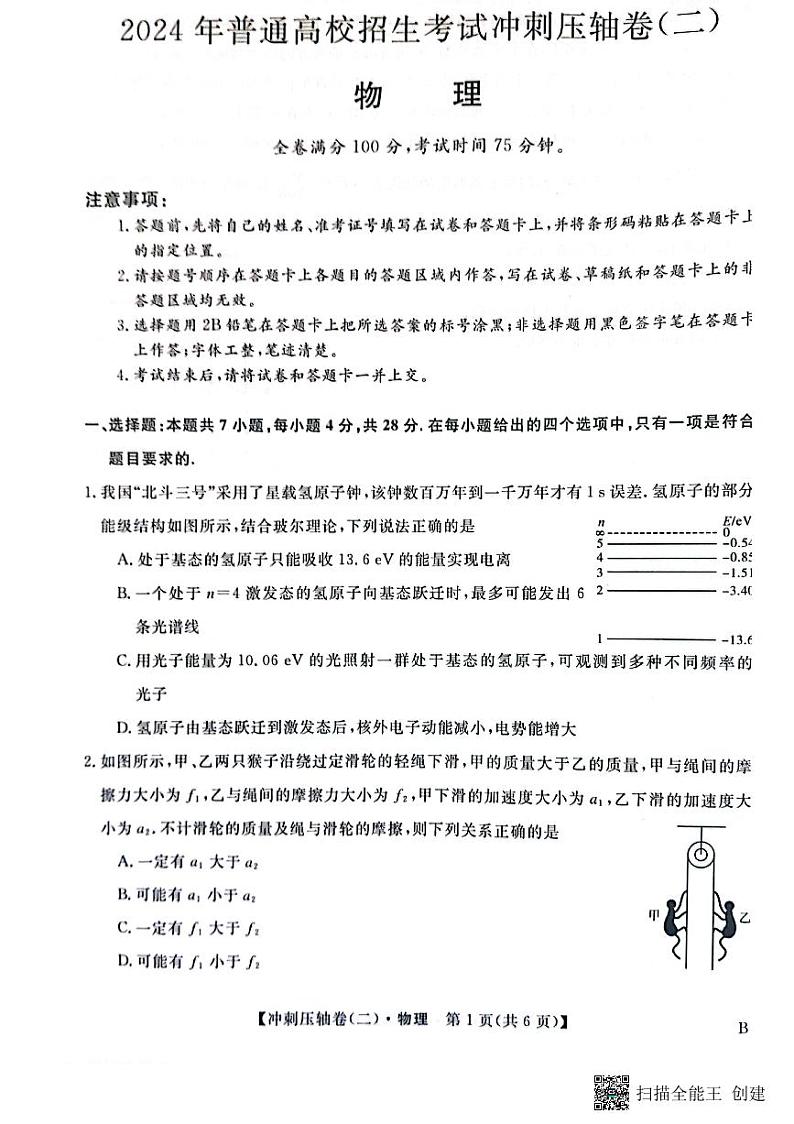 2024届辽宁省部分学校高三下学期联考(二)物理试题01