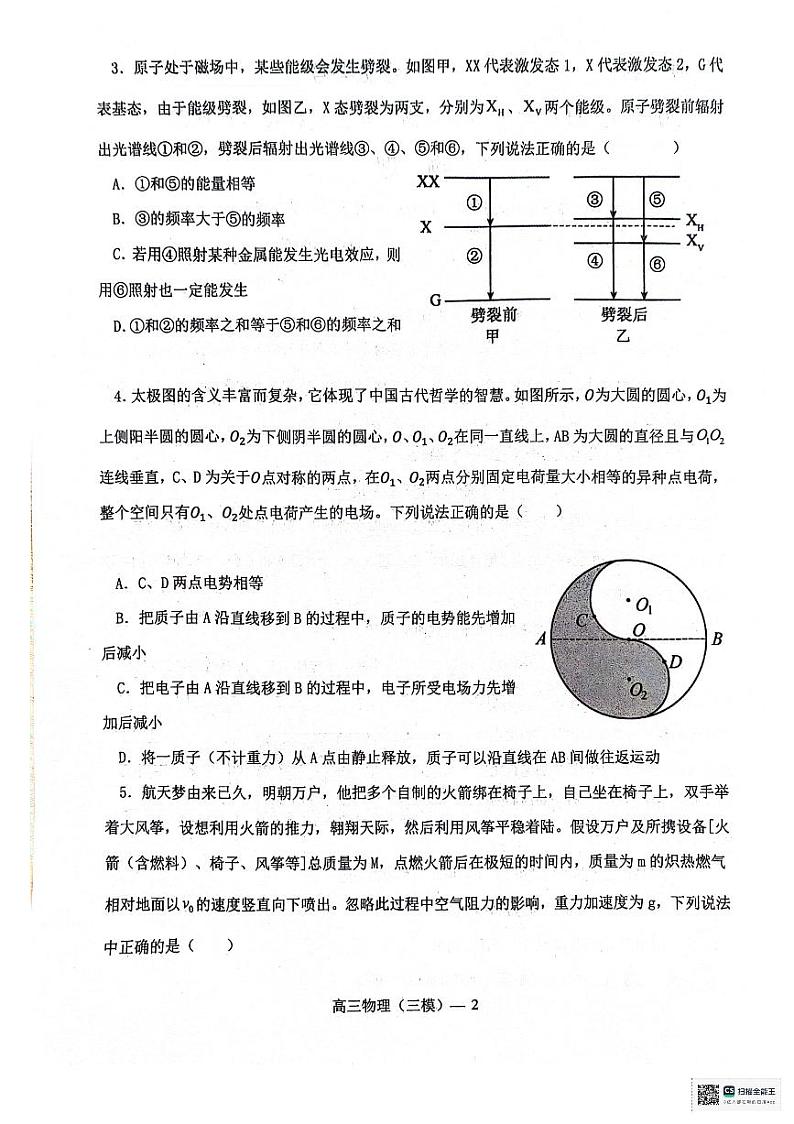 辽宁省协作校2023-2024学年高三下学期第三次模拟考试物理试卷第2页