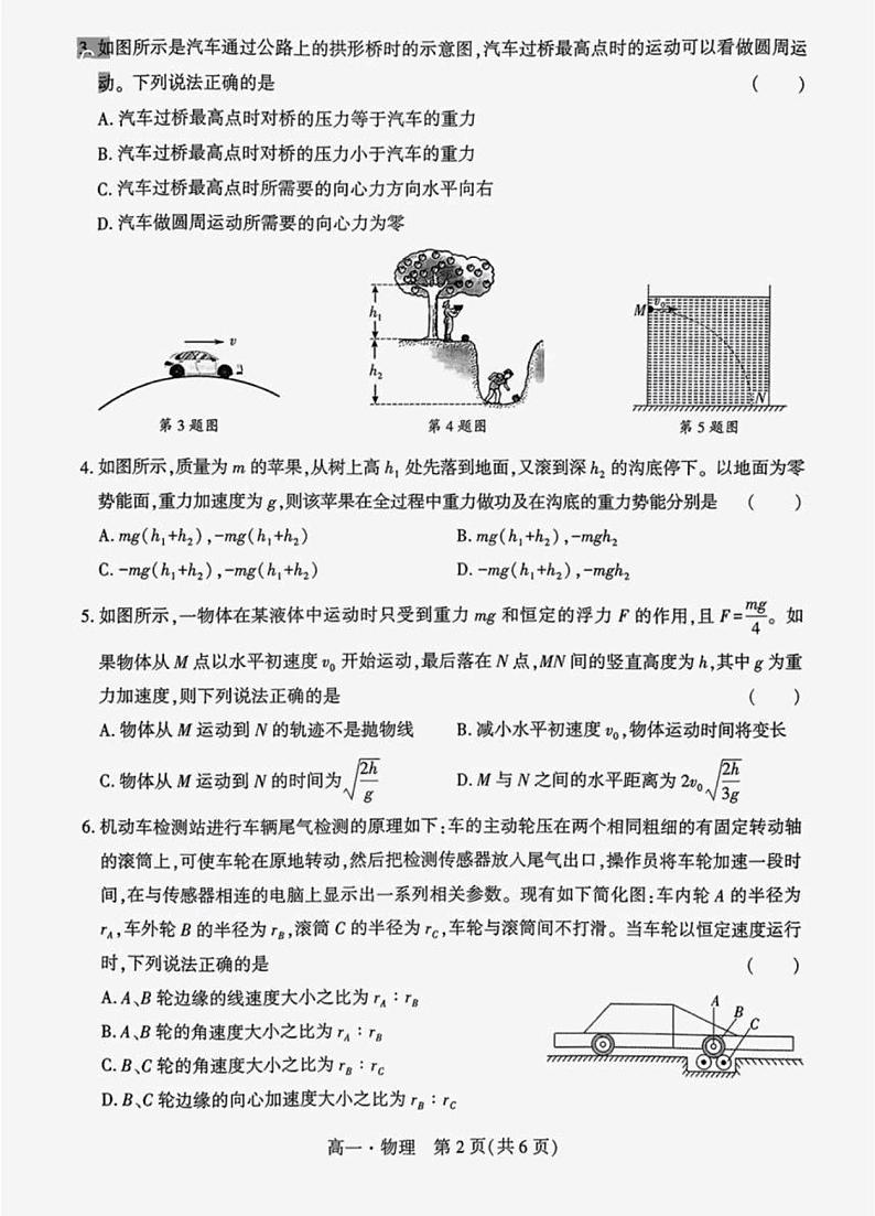 辽宁省沈阳市联合体2023-2024学年高一下学期期中检测物理试卷第2页