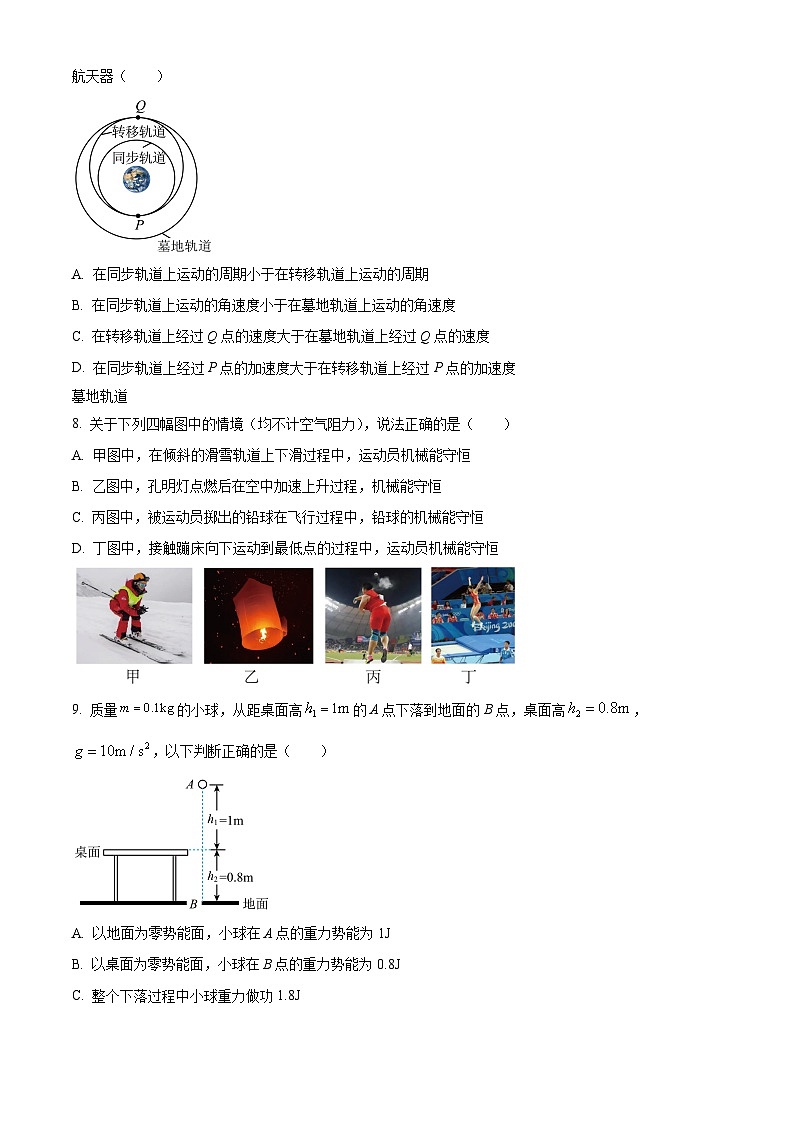 2024宁波五校联盟高一下学期4月期中联考试题物理含解析03