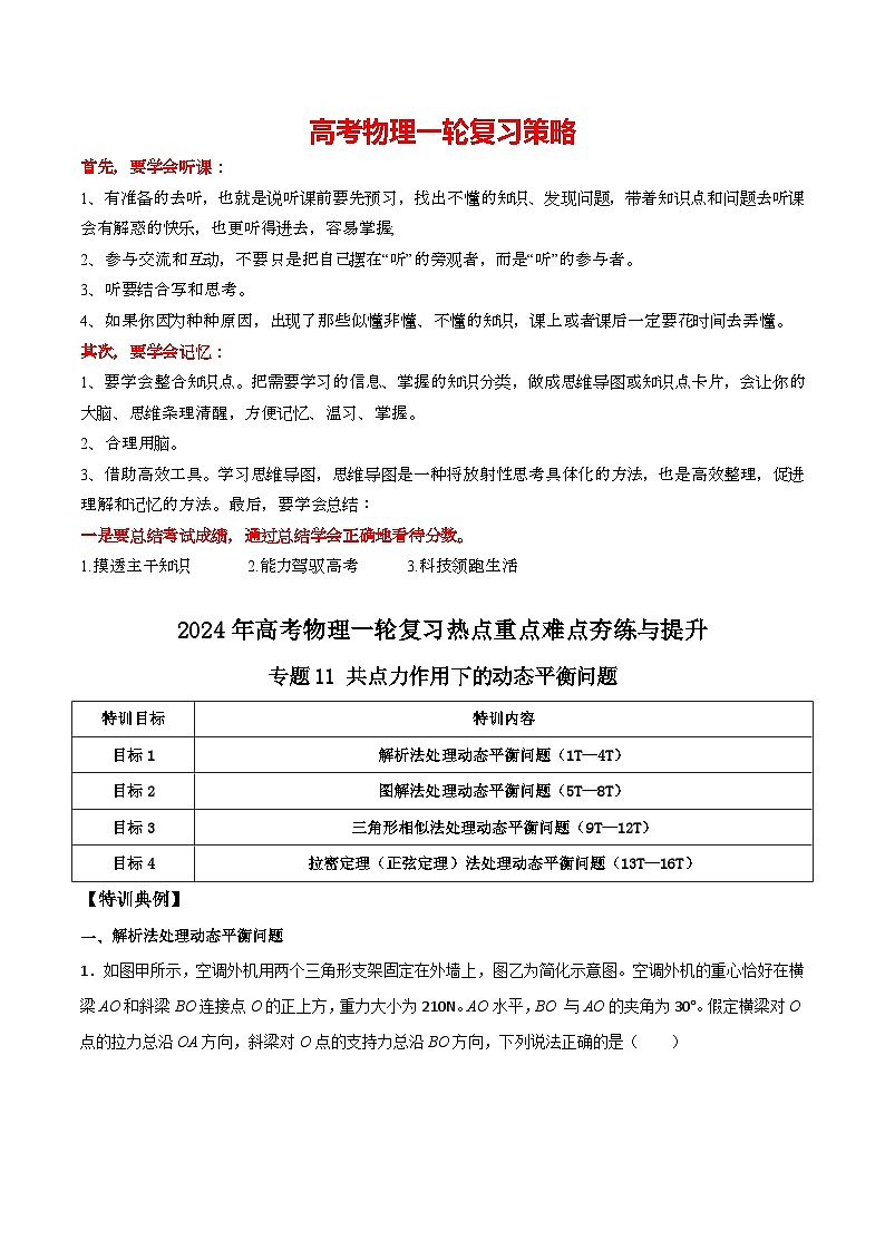 专题11 共点力作用下的动平衡问题-【热重难点】最新高考物理一轮复习热点重点难点夯练与提升01
