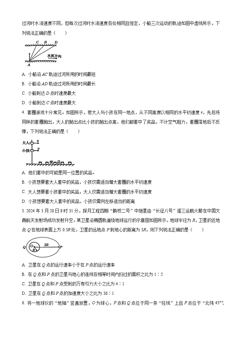 陕西省西安市第八十五中学2023-2024学年高一下学期期中考试物理试题(原卷版+解析版)02
