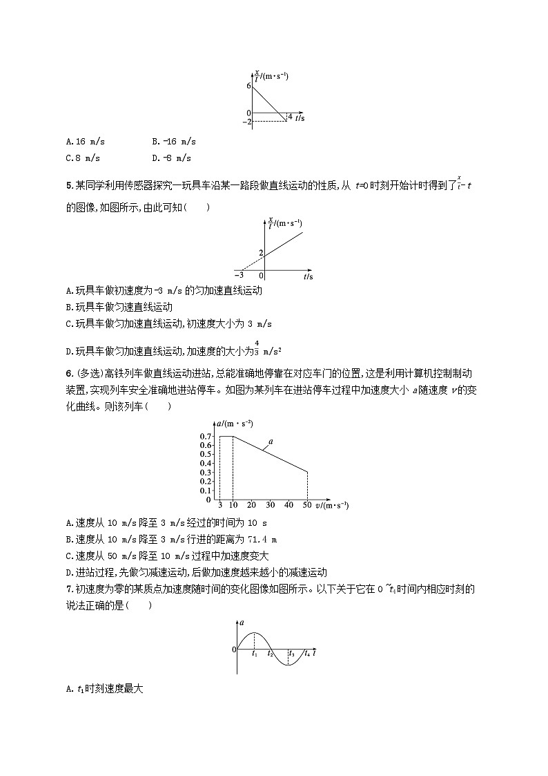 新高考浙江版2025届高考物理一轮总复习训练第1单元2直线运动中的非常规图像问题科学思维(人教版)第2页