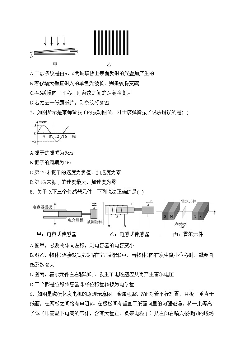 浙江省台州十校联盟2023-2024学年高二下学期4月期中联考物理试卷(含答案)03