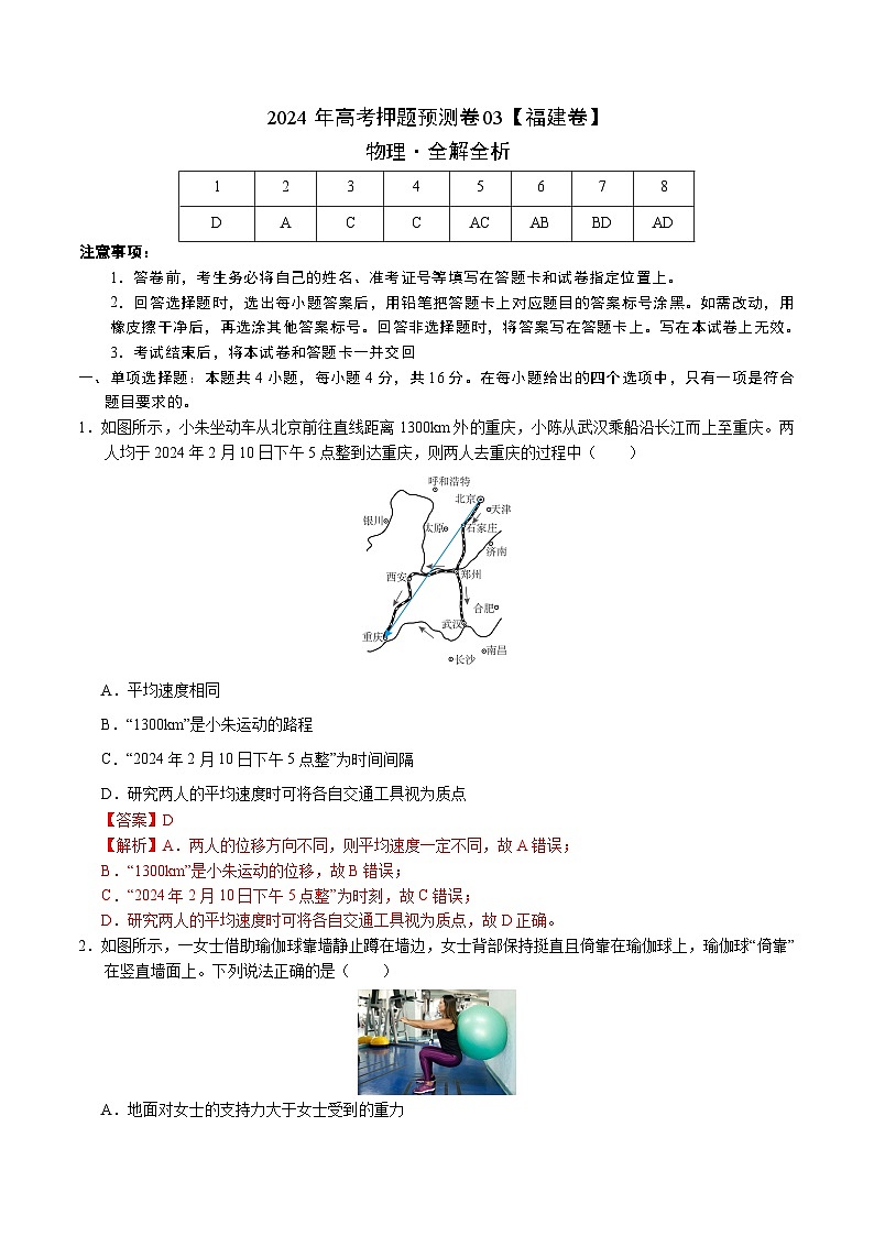 物理(福建卷)(全解全析)第1页