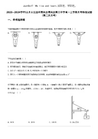 2023_2024学年11月山东滨州惠民县惠民县第三中学高一上学期月考物理试卷（第二次月考）