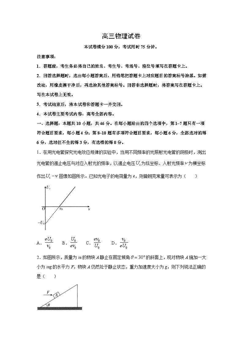 物理:江西省多市多校2023-2024学年高三下学期联考模拟预测试题01
