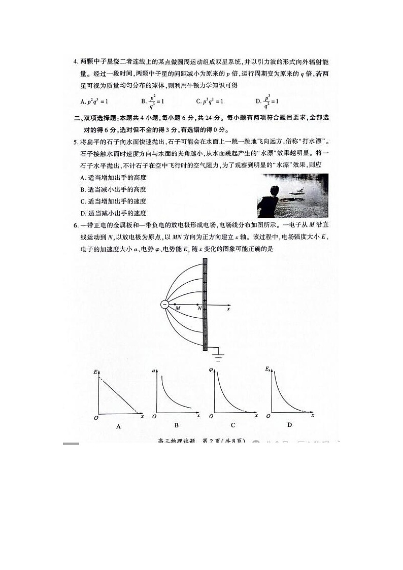2024届福建省厦门市高三5月质检物理试题第2页