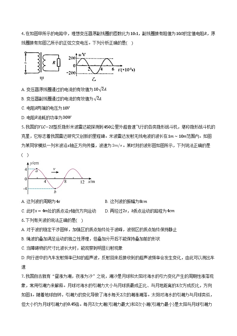 2023-2024学年云南省昭通市云天化中学教研联盟高二(下)期中物理试卷(含解析)02