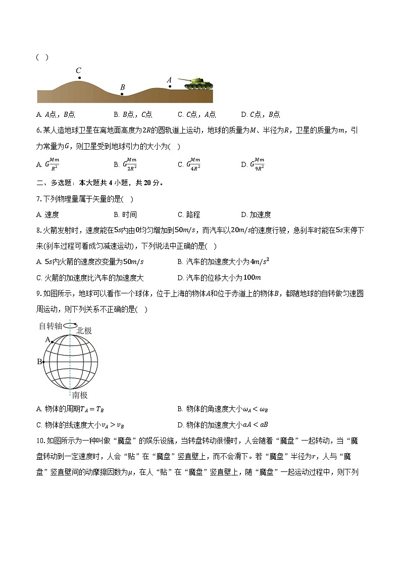2023-2024学年湖南省邵阳县第二高级中学高一(下)期中考试物理试卷(含解析)02
