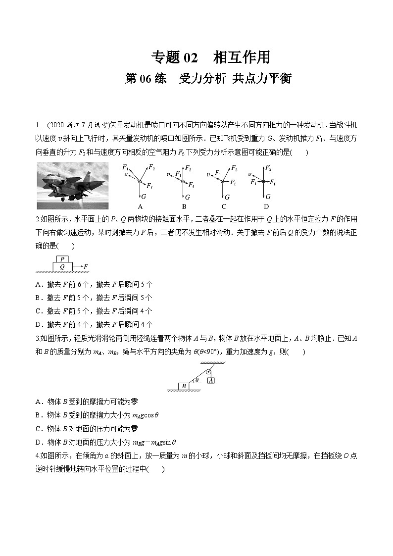 高考物理一轮复习小题多维练(全国通用)第06练受力分析共点力平衡(原卷版+解析)01