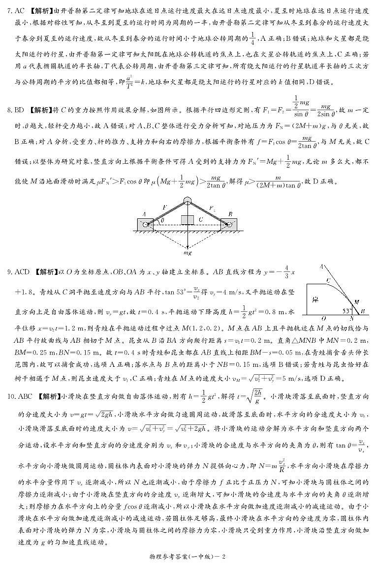物理答案(一中高二2)第2页