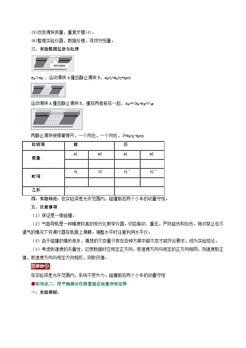第08讲 实验 验证动量守恒定律(原卷版)(自主预习) 2024年新高二物理暑假提升精品讲义(人教版2019)第2页