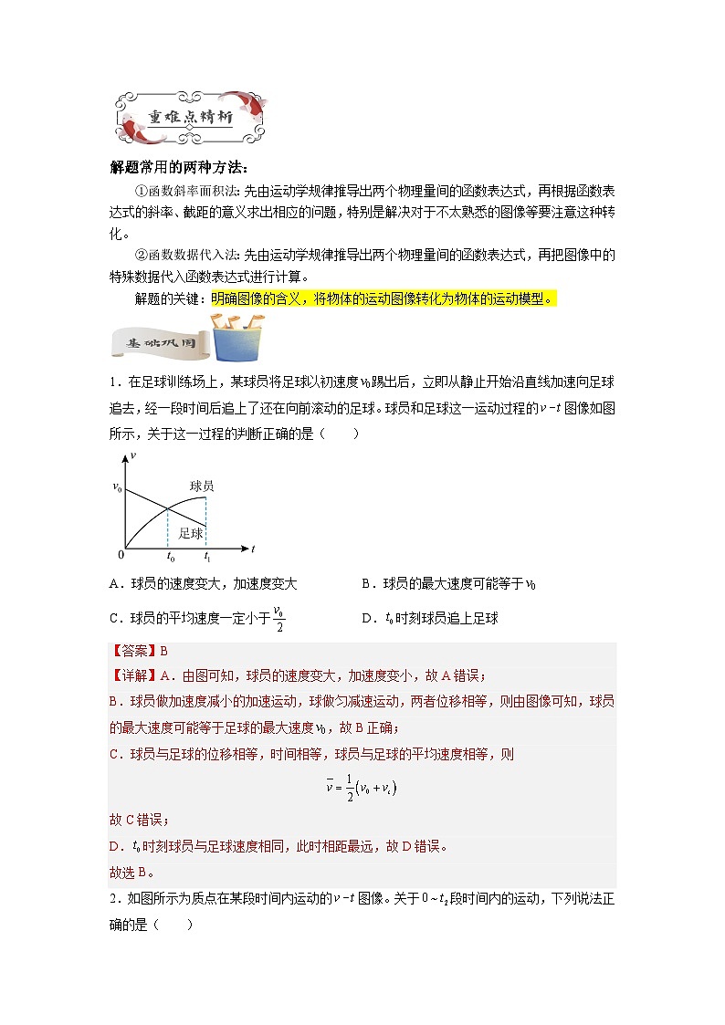 【暑假衔接】高中物理新高三(高二升高三)暑假自学讲义 专题01 运动学图像(教师版+学生版)02