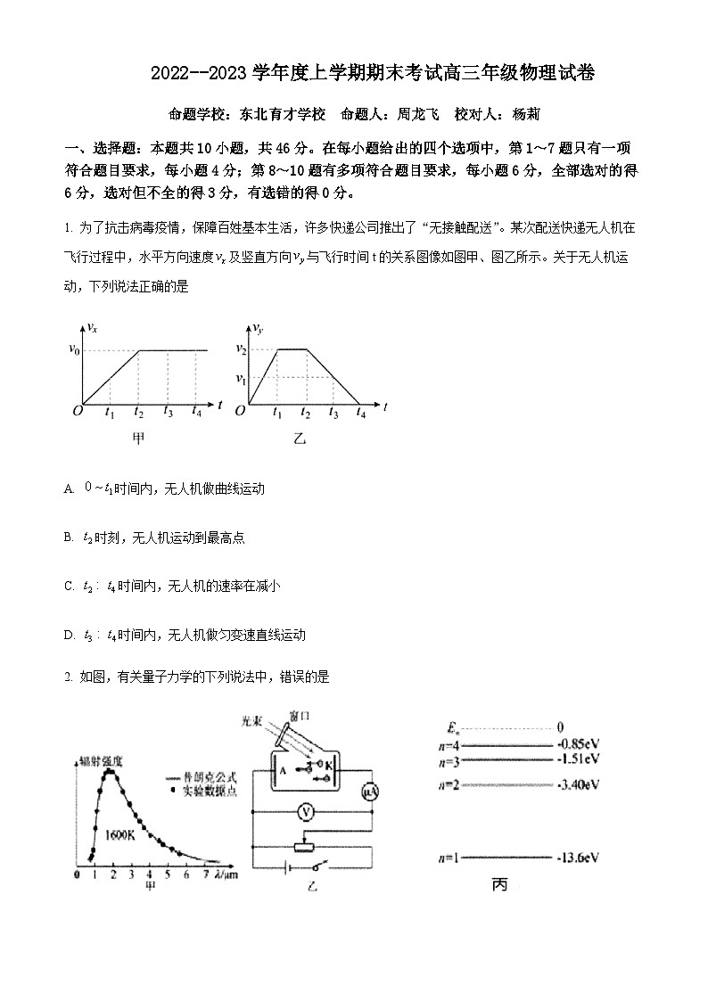 2023辽宁省五校高三上学期期末联考物理试题含答案01