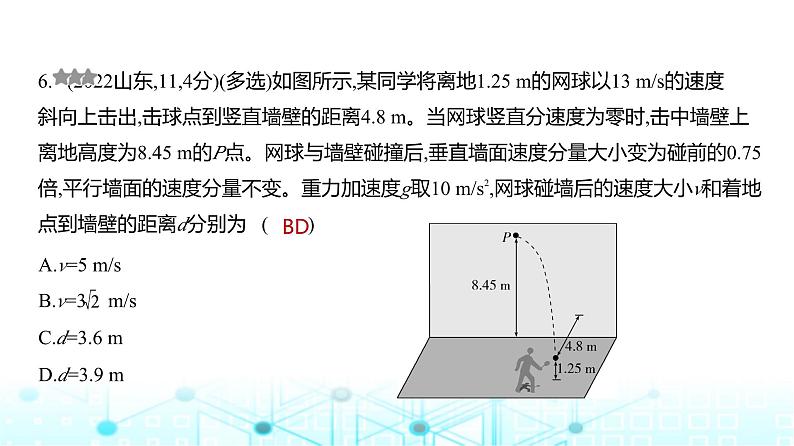 高考物理(山东专用)一轮复习专题四曲线运动训练课件第6页