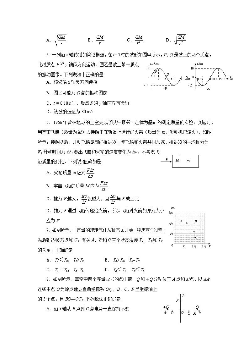 北京市石景山区2023-2024学年高二下学期期末考试物理试卷02