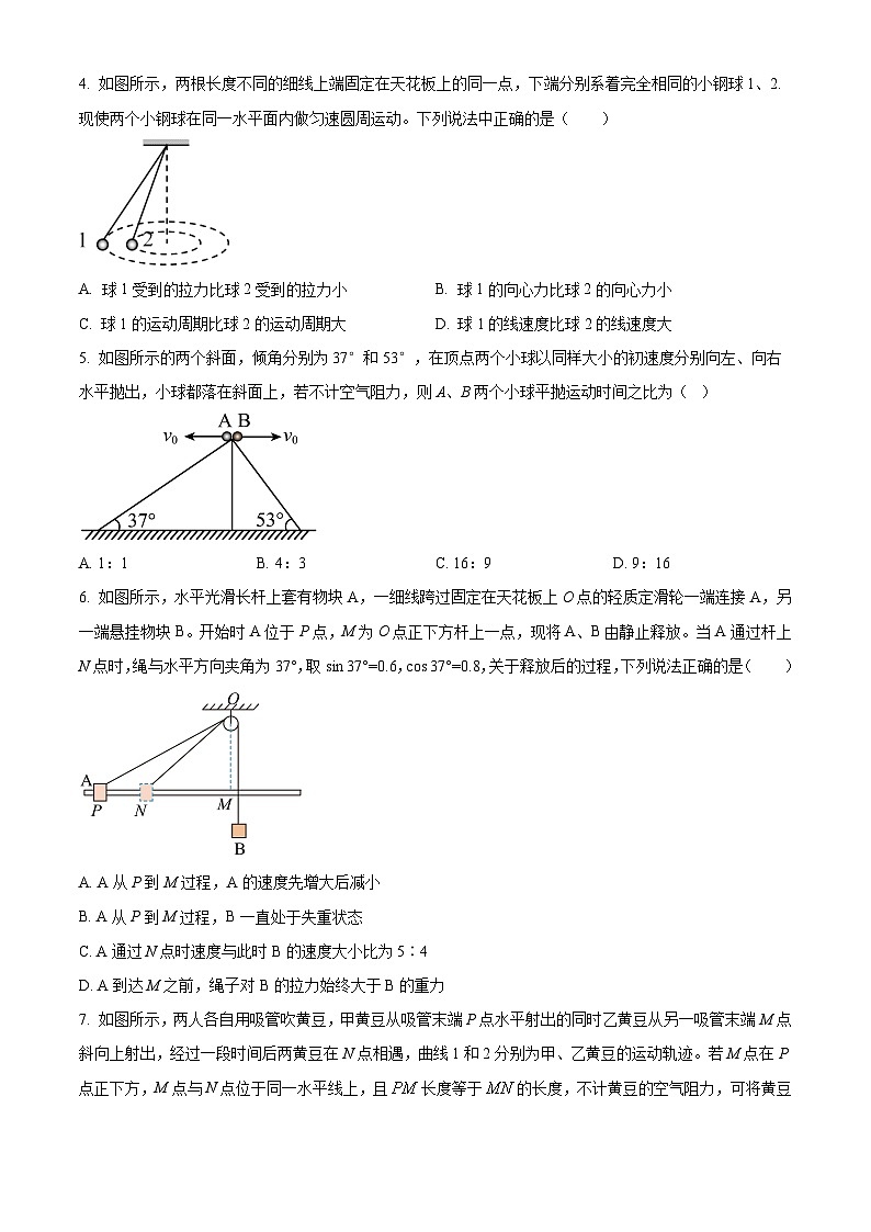 四川省眉山市丹棱县2023-2024学年高一下学期7月期末联考物理试题(原卷版)第2页