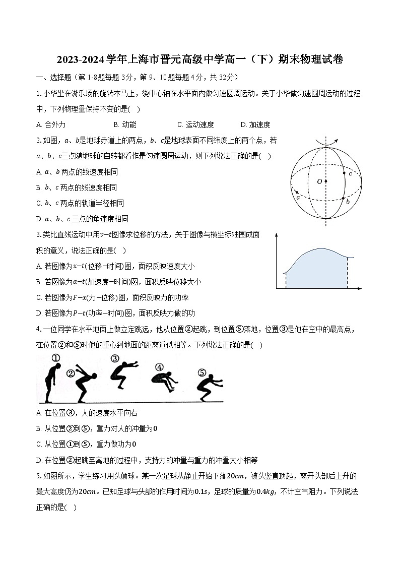 2023-2024学年上海市晋元高级中学高一(下)期末物理试卷(含答案)第1页