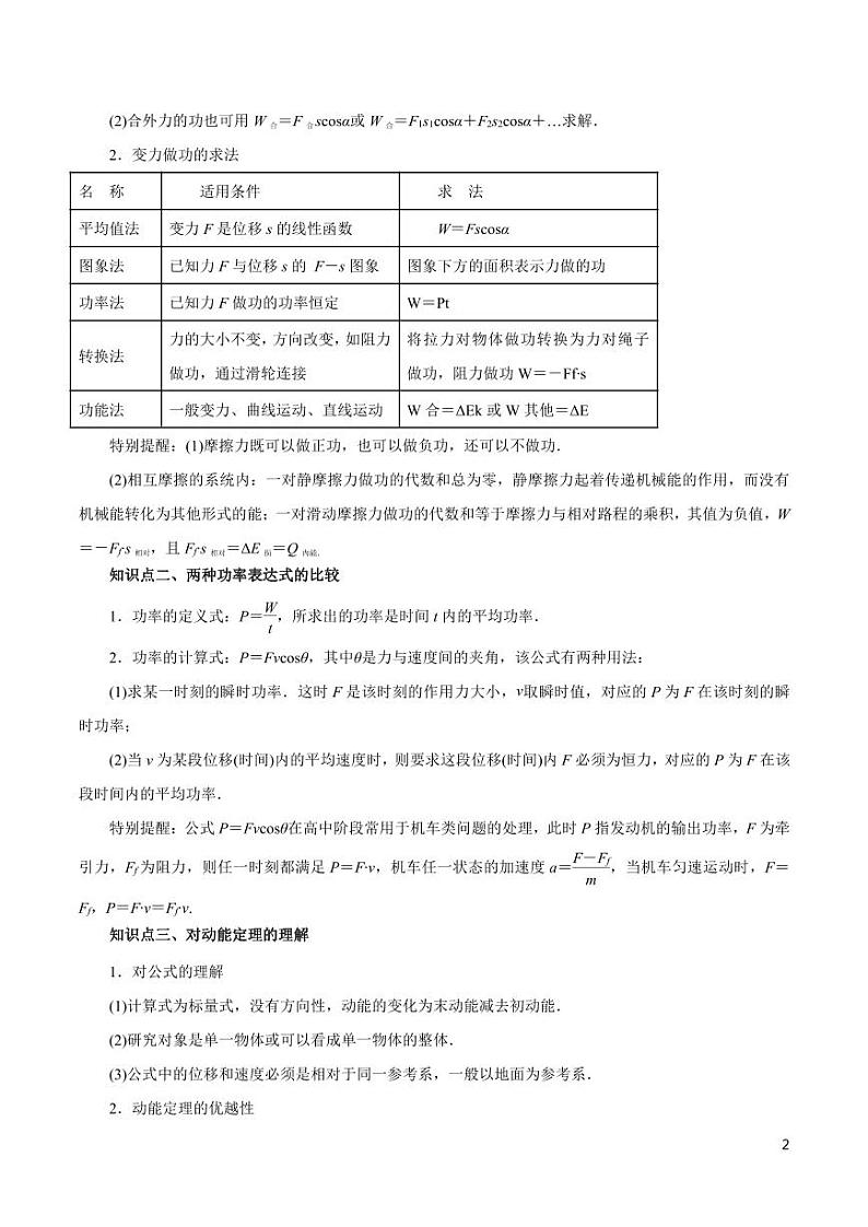 高中物理-专题04 功能关系在力学中的应用(讲)(原卷+解析版)第2页