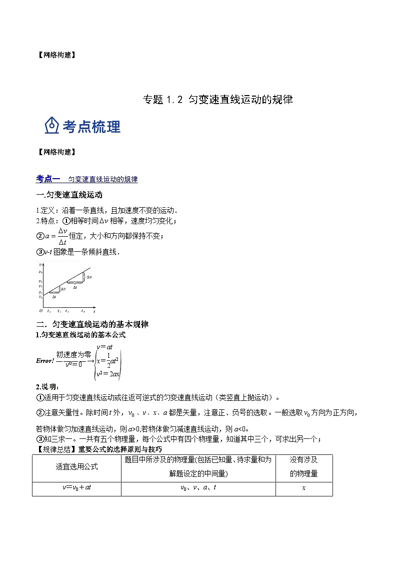 高考物理一轮复习讲练测(全国通用)1.2:匀变速直线运动的规律(讲)(原卷版+解析)02