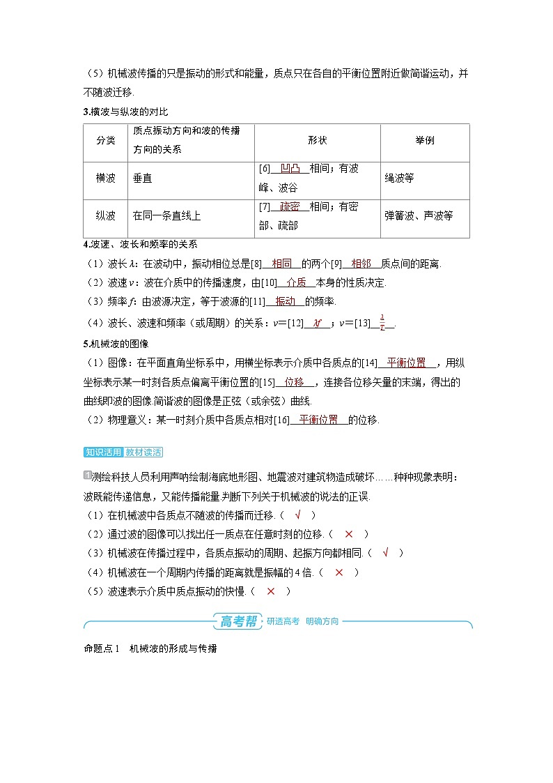 2025年高考物理一轮复习讲义学案 第八章 机械振动和机械波 第二讲 机械波03