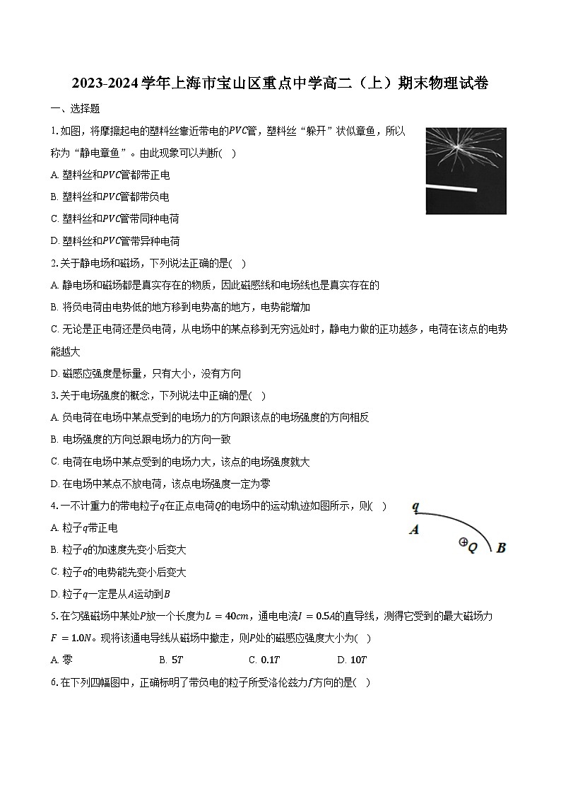 2023-2024學(xué)年上海市寶山區(qū)重點(diǎn)中學(xué)高二（上）期末物理試卷(含解析）第1頁