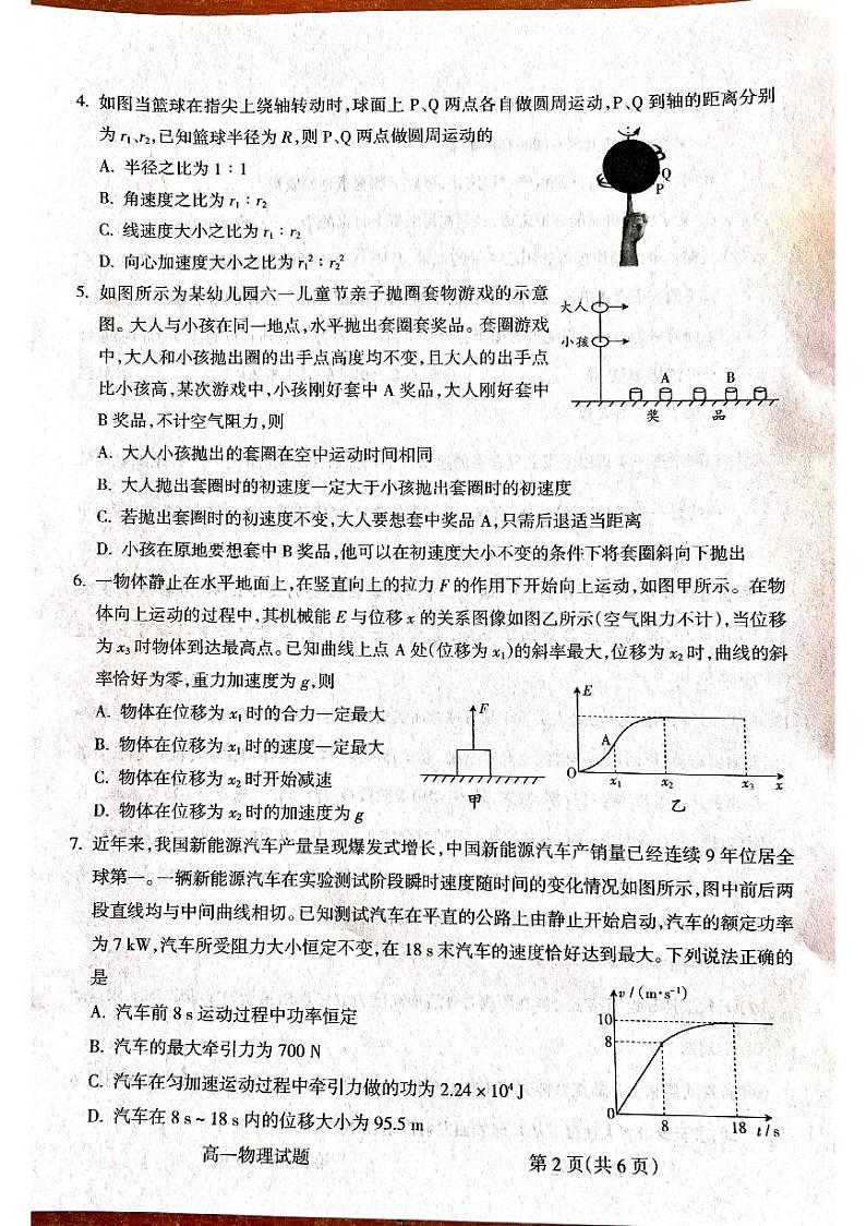 山西省吕梁市2023-2024学年高一下学期7月期末考试物理试卷(PDF版附解析)第2页