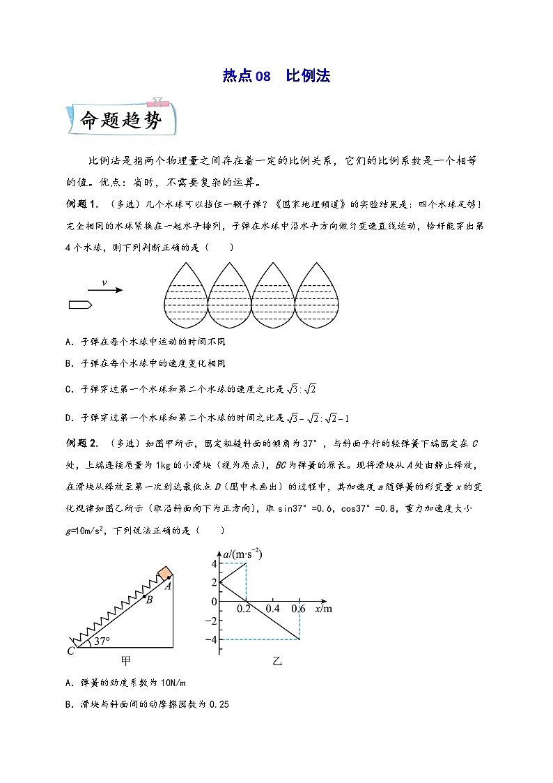 高考物理【热点·重点·难点】专练(全国通用)热点08比例法(原卷版+解析)第1页
