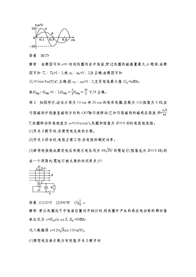 人教版2019選擇性必修第二冊 新教材同步 第三章  專題強(qiáng)化   交變電流規(guī)律的應(yīng)用--教師版第2頁