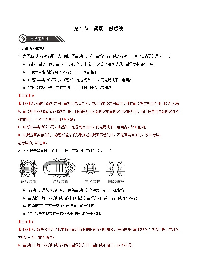13.1磁場(chǎng) 磁感線(xiàn)(同步作業(yè))(解析版)第1頁(yè)