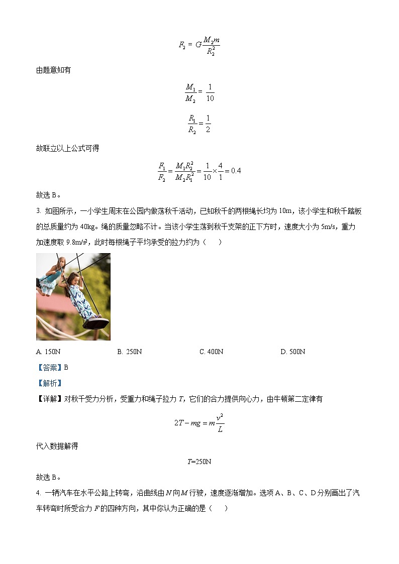 河南省周口市鹿邑县2023-2024学年高一下学期4月期中物理试题(原卷版+解析版)02