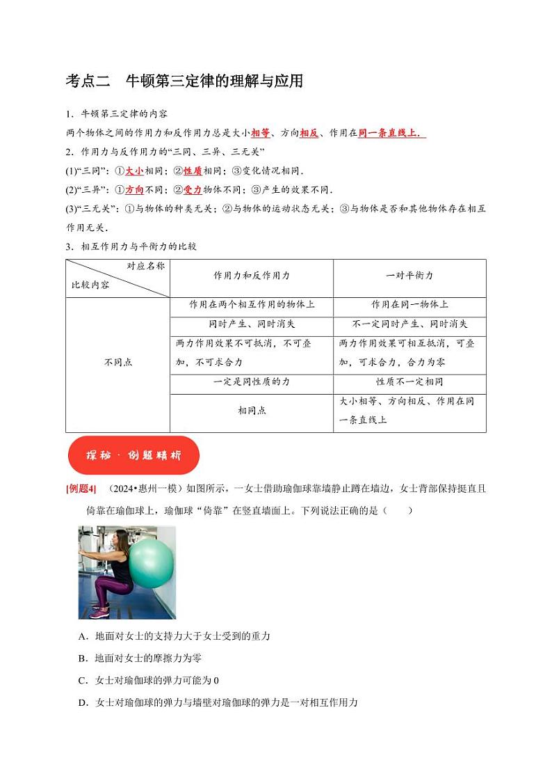 第6讲 牛顿第一定律 牛顿第三定律(含答案) 2025届高考物理一轮复习考点精讲精练(全国通用)03
