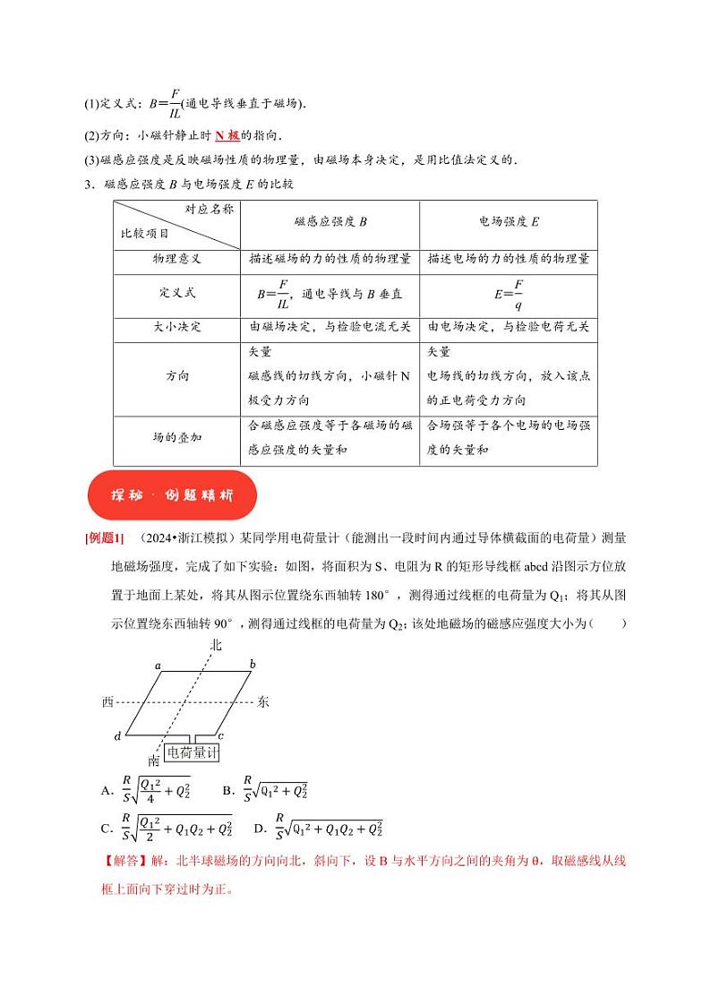 第21讲 磁场的描述 磁场对电流的作用(教师版) 2025届高考物理一轮复习考点精讲精练(全国通用)第2页