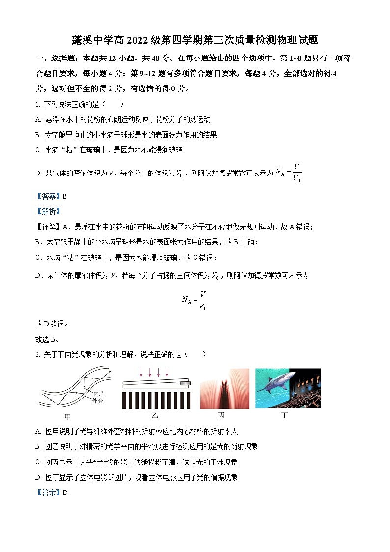 四川省蓬溪中学校2023-2024学年高二下学期5月月考物理试题 Word版含解析第1页