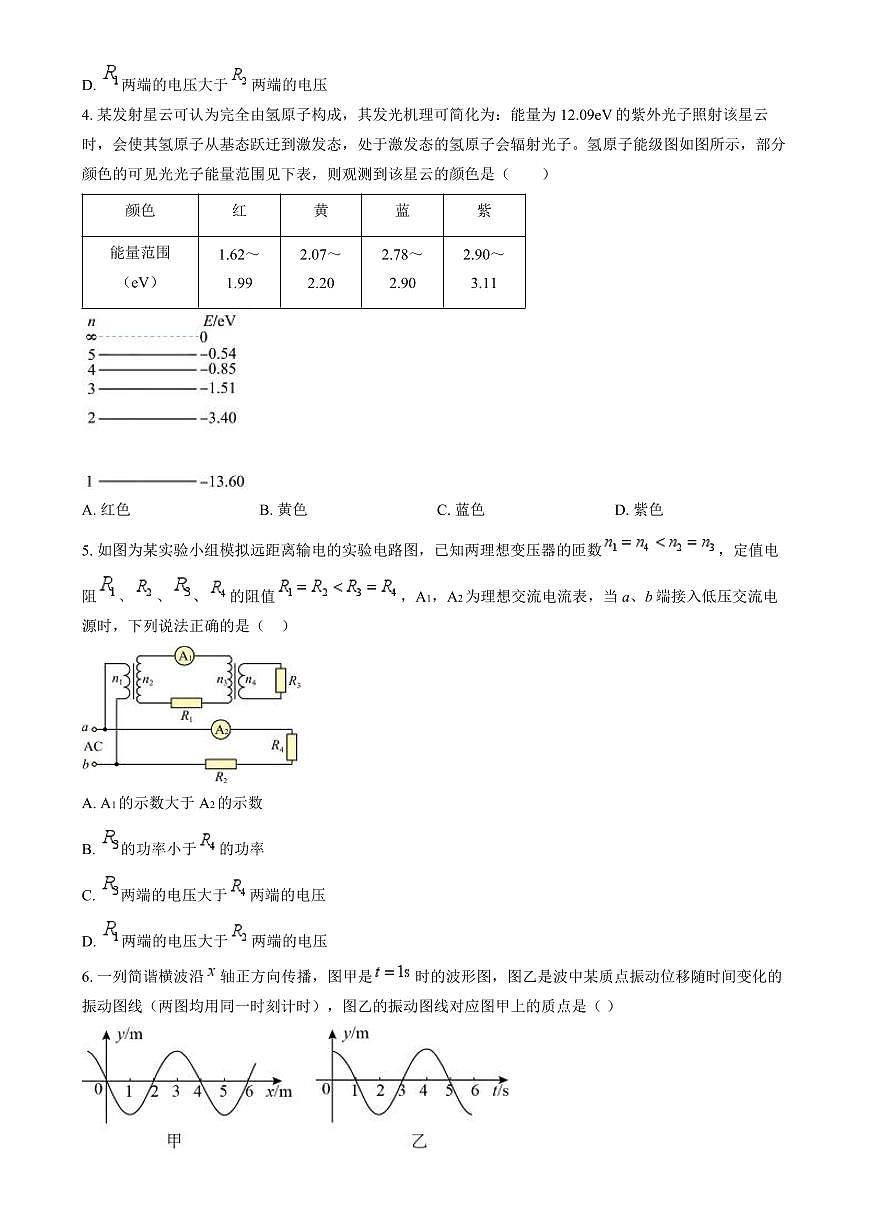 物理-【黑吉遼卷】【吉林十強(qiáng)?！考质⊥ɑ忻泛涌谑械谖逯袑W(xué)2024-2025學(xué)年高三上學(xué)期開(kāi)學(xué)試卷+答案第2頁(yè)