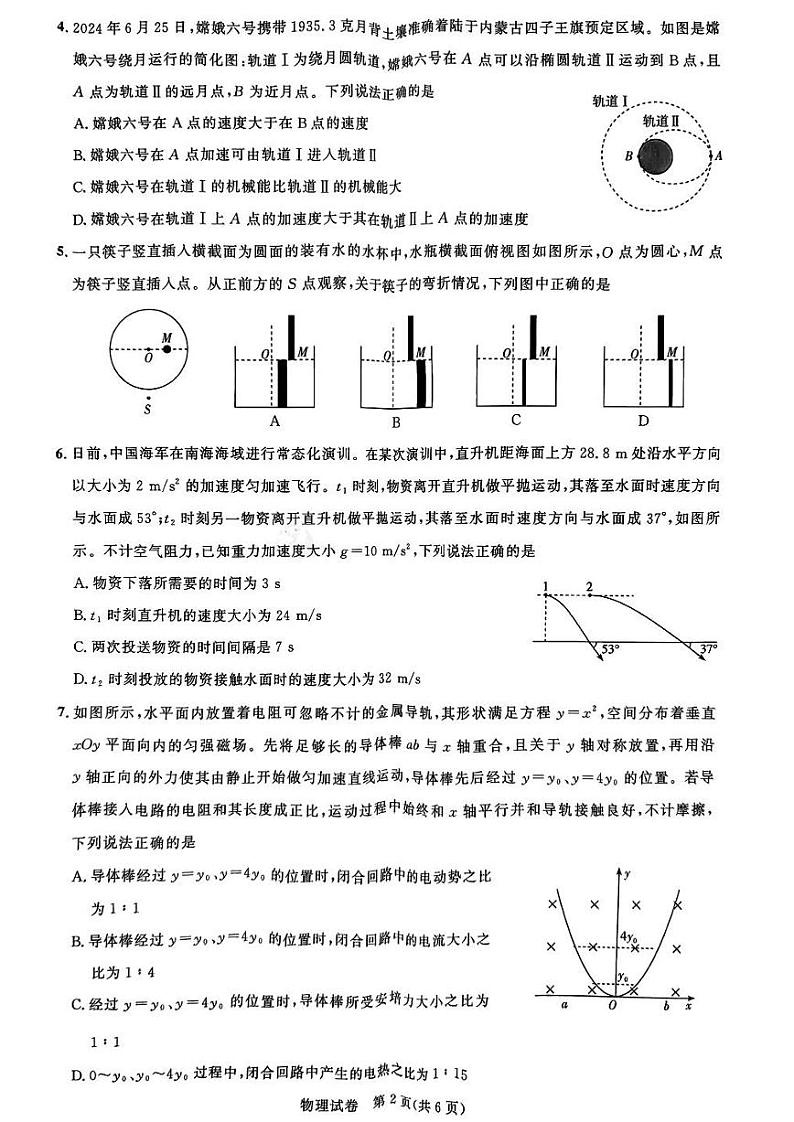 物理-湖北省圆创联盟2025届高三上学期8月开学考暨湖北省高中名校联盟2025届高三第一次联合测评试题和答案第2页