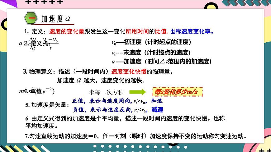 魯科版（2019）高中物理必修第一冊 1.4《加速度》課件+素材第8頁